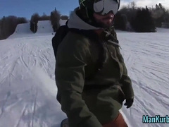 Activity dude masturbates after a day of snowboarding