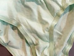Cum on Hayleys soft green panties