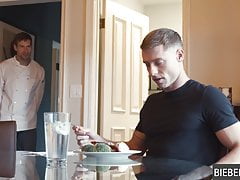 Gay sex in the kitchen with Justin Matthews & David Skylar