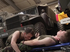 Soldiers Dylan Thorne and Olly Tayler rectal breed after BLOWJOB