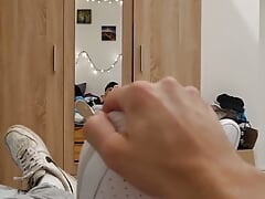 Sneaker fuck in bed