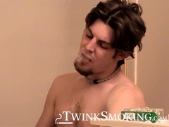 Horny straight stud Maxxx Pound released his load after a softcore jerking and smokin