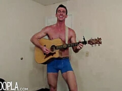 Skinny brunette Cody Wolfe jerking off furiously here