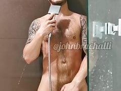John Brachalli in the shower