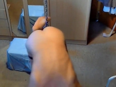 naked hot slave bdsm cbt bondage hanging on balls
