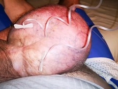 Kinky gay daddy with a monster cock and underwear plays with gay slave