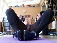 Thong, boys white tights, squats