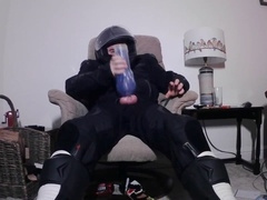 Using a Fleshlight in Biker Gear