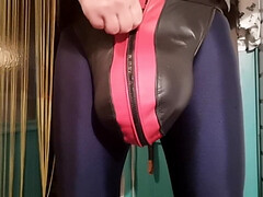 Perfect bulging in leather jockstrap
