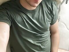 20 year old Cumming all over his shirt