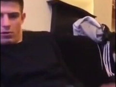 Cute guy jerks his big cock off