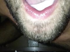 Playing with cum after blowjob