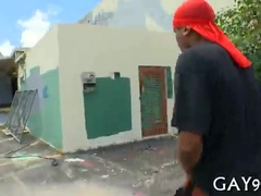 Multiracial homosexual in doggy style