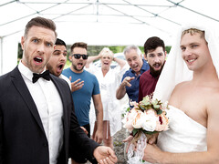 Wedding fuck three horny dudes by the limo