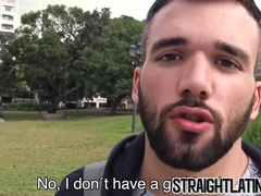 Bearded first-ever timer likes wet pulverizing after a deep throat