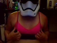 Femmy stormtrooper playing