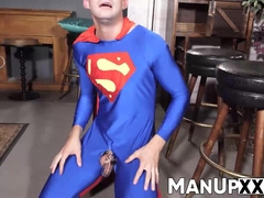 Horny man in costume gets dominated by a tall guy