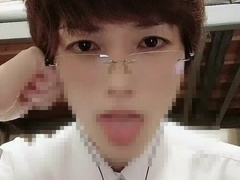 Air deep kiss for folks with glasses! Slobbering and convulsions jism! 015