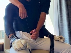 Bound and ball-gagged Asian submissive gets teased and edged