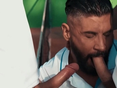 Hot bears provide steamy blowjob and anal scenes in a loud threesome