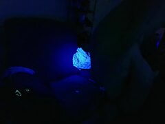Disabled Guy Jerks off in Neon Blacklight Big Cumshot