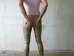 Fag in shiny tight pants