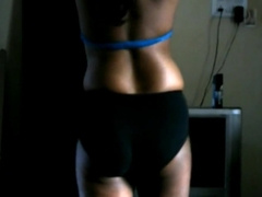 Indian Crossdresser Krithi Sexy Belly Tease In Blue Lingerie