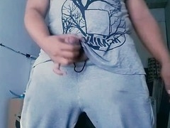 Handsome construction worker masturbates solo at work site