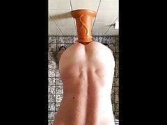 Twink ass against Stallion dildo