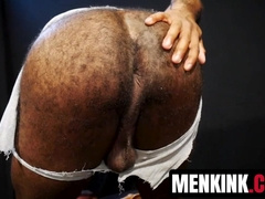 Hairy Micah Martinez butt rides HUGE DILDO before fucking a flesh light