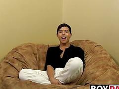 He's shy at first, but masturbating brings out his personality