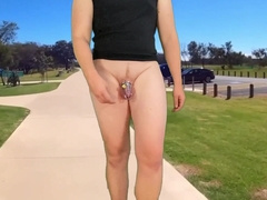 Public fuck-stick cage bare walk