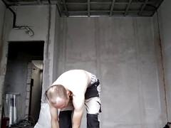 Dirty electrician jerking-off after hard working day