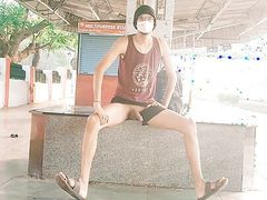 Indian gay college boy masterbate at railway station
