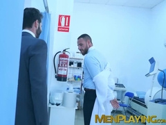 Bearded businessman Dani Robles fucked raw by kinky doctor