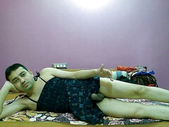 Sexy sissy crossdresser femboy Sweet Lollipop in a long dress.