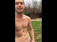 A big load after a striptease outside 4