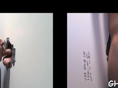 Hot gay kiss through a gloryhole