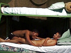 Helping his bottom bunk friend