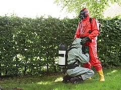 Chemical Hazmat Rubber Suit Action
