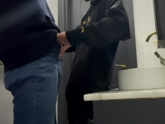 Two Guys Fuck And Kiss In A Public Toilet In A Cafe