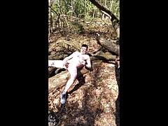 JERKING MY THICK COCK IN THE WOODS AND CUMMING APRIL 2022