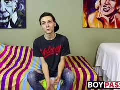 New cute and horny twink Trey Bentley interview and jack off