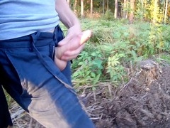 Bold adventure in the woods: Exposing my dick and shooting a huge load in POV!