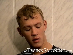 Sweet Roma pulled out his dick and massaged it passionately for his solo smoking session