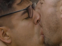 Nerdy boy granted pair of mature dicks in serious threesome