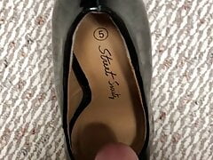 Cumming all over black heel