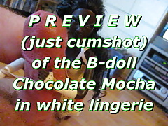 PREVIEW (cumshot only) BBBdoll Chocolate in white lingerie