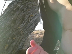 Almost caught outdoors working my huge cock