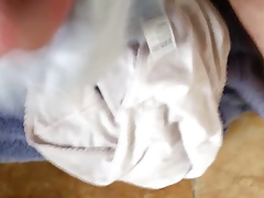 Shooting cum into friends wife's dirty panties...